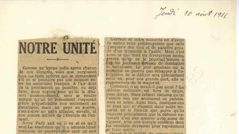 Les articles de Pierre Renaudel dans L'Humanité, de 1914 à 1918