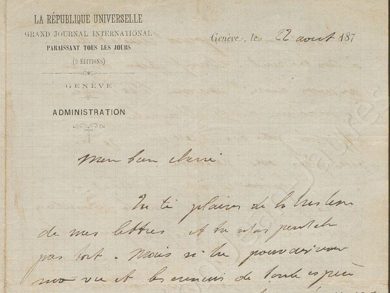 Lettres de l'exilé Guesde en Suisse (1871-1872)