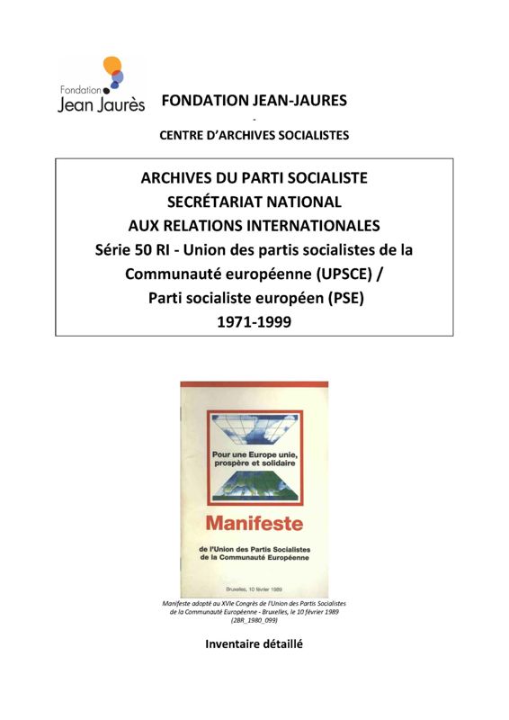 Union des partis socialistes de la Communauté européenne (UPSCE) et du Parti socialiste européen (PSE)