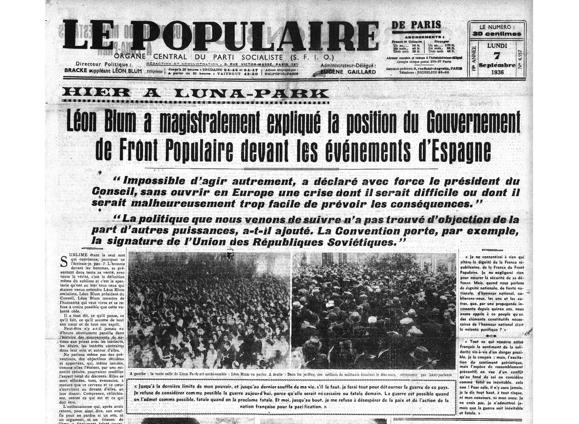 Léon Blum, le Front populaire et la guerre d’Espagne : comprendre la non-intervention