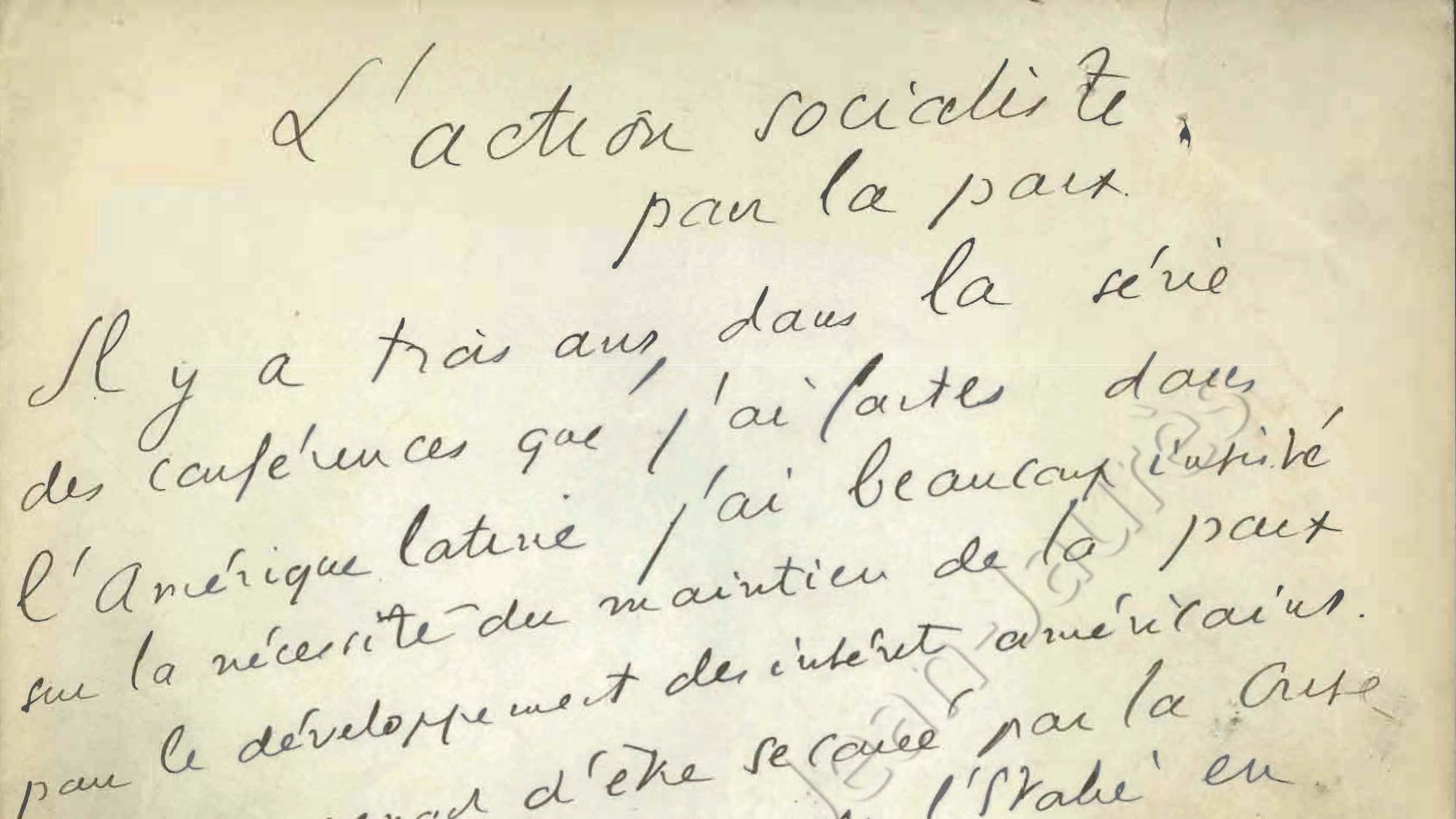 L’action socialiste pour la paix