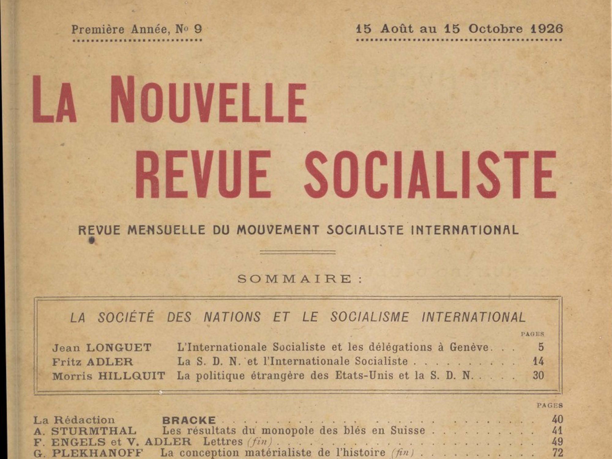 La Nouvelle Revue socialiste, série 1925-1931